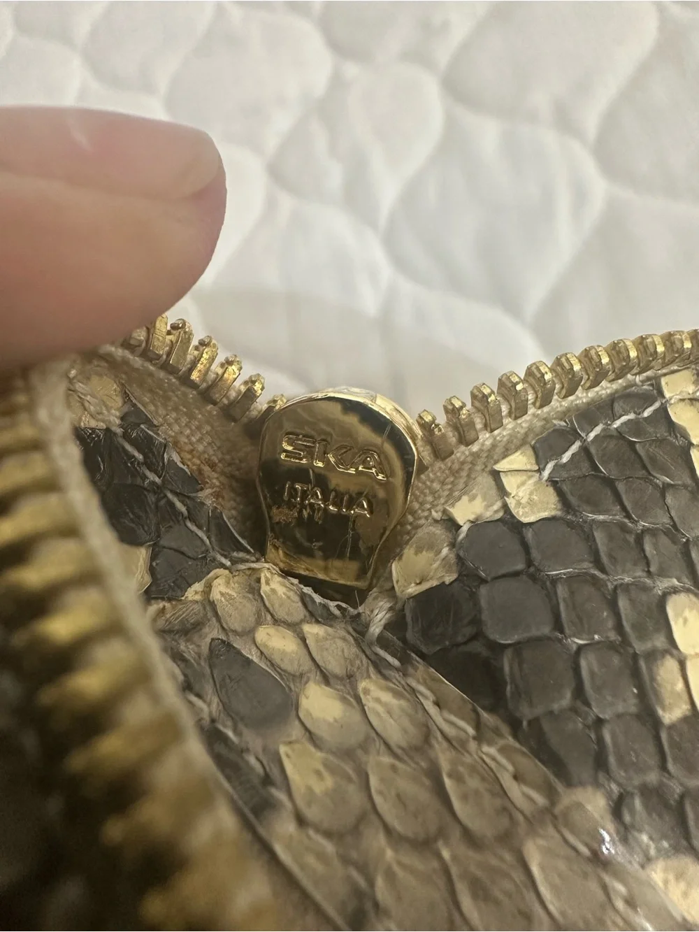 Nancy Gonzalez  Python Crossbody -belt bag in Beige and Black